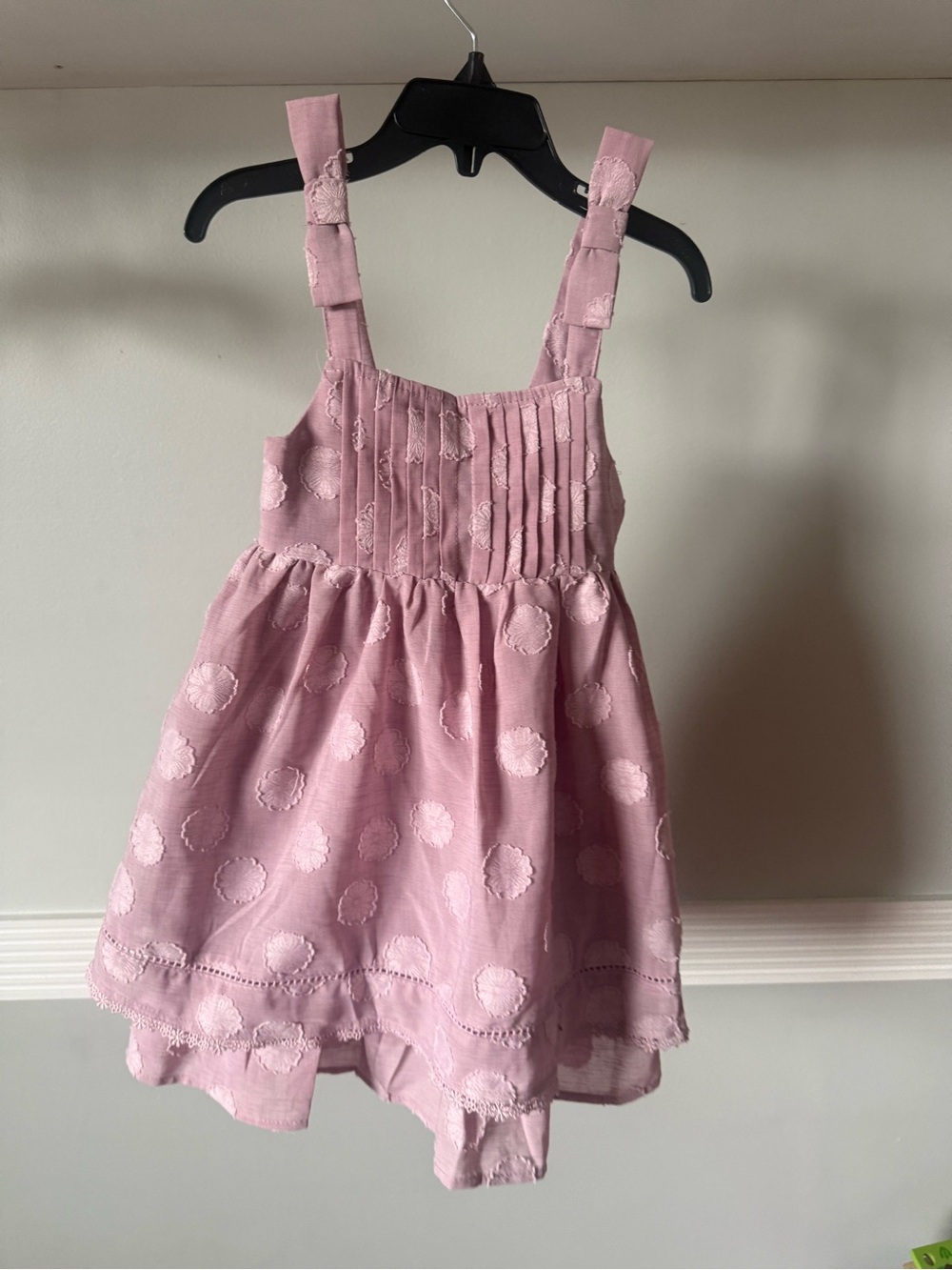 Sincerly Jules Pink Eyelet Sundress with Bow Straps